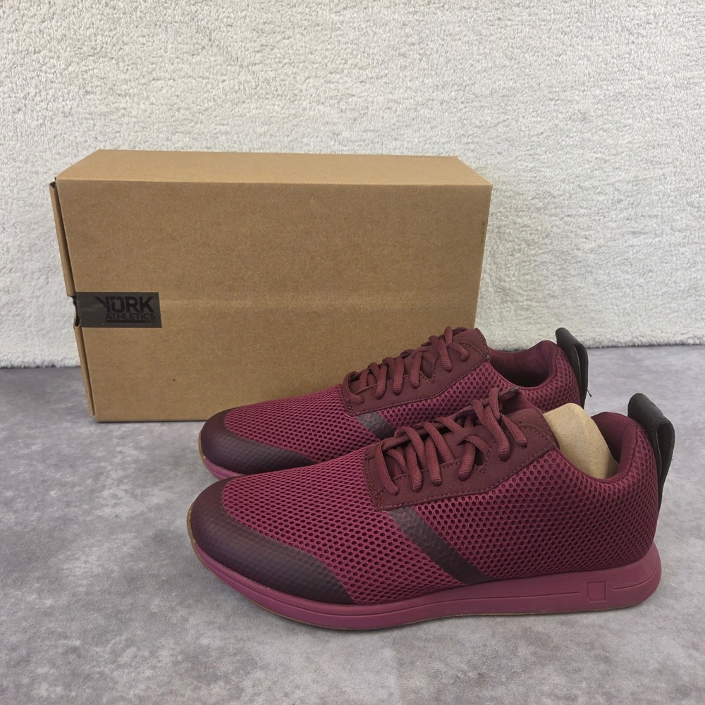 York Athletics The Henry Mid Air Mesh Trainers Mens 11 Wrath Burgundy 03102-33
